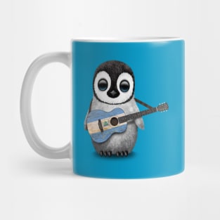 Baby Penguin Playing Nicaraguan Flag Guitar Mug